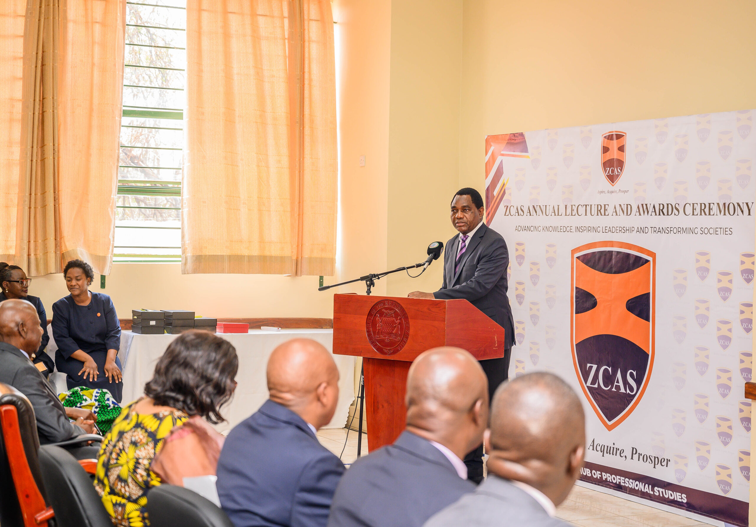 President Hakainde Hichilema Graces Inaugural ZCAS Annual Lecture and Awards Ceremony